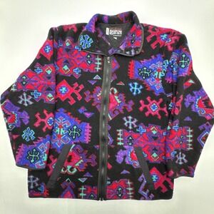 Vintage Chinella Lite Aztec Fleece Jacket Retro 90s 80s XXL Fits Like XL USA